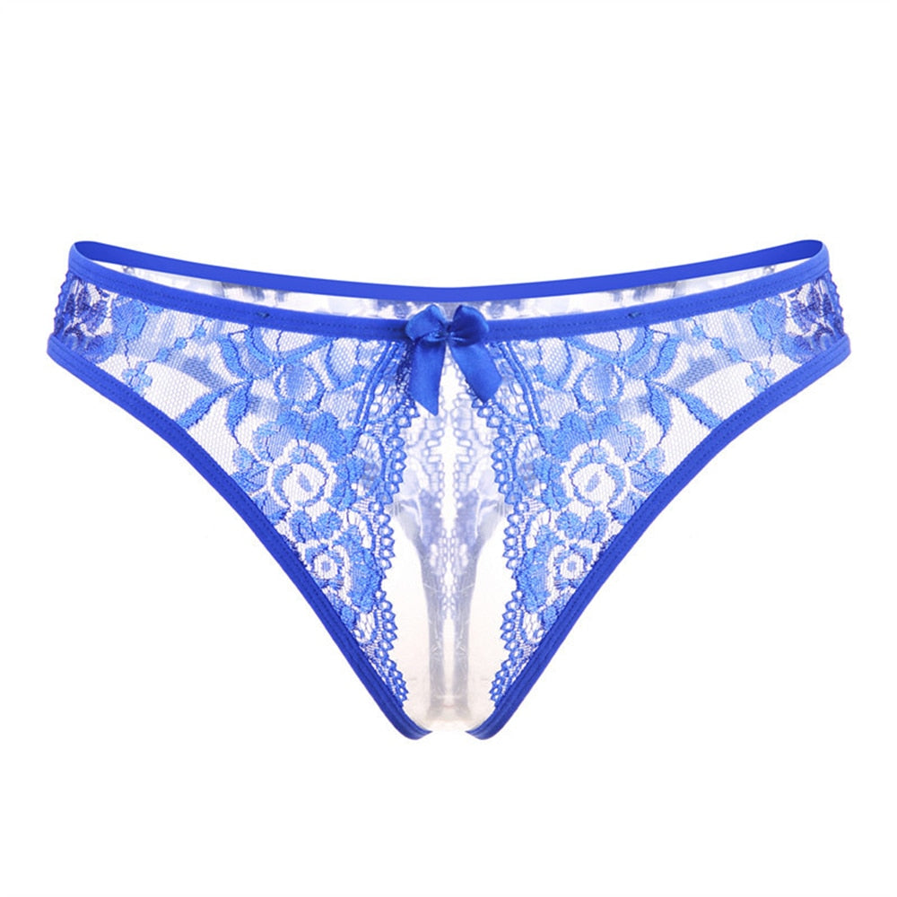 Women Transparent Panties Lace Underwear Hot Open Crotch Lingerie Perspective Female G-string Thong Exotic Low Waist Sexy