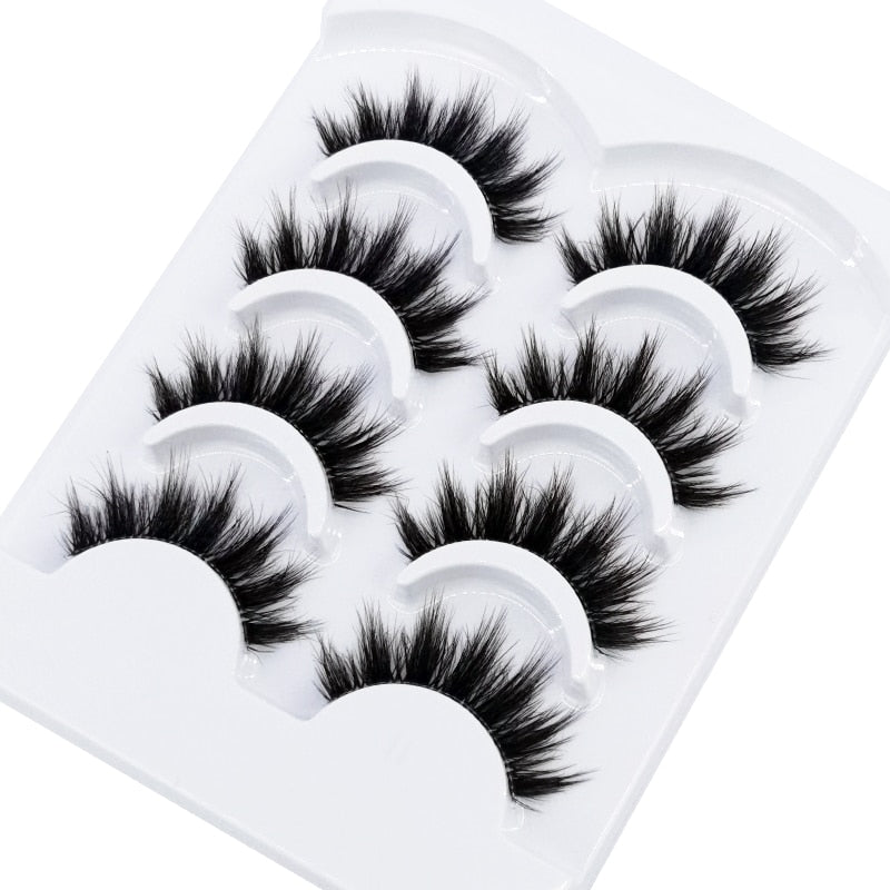 4 pairs 3D mink lashes natural long invisible thin band fake lashes curl transparent soft eyelashes