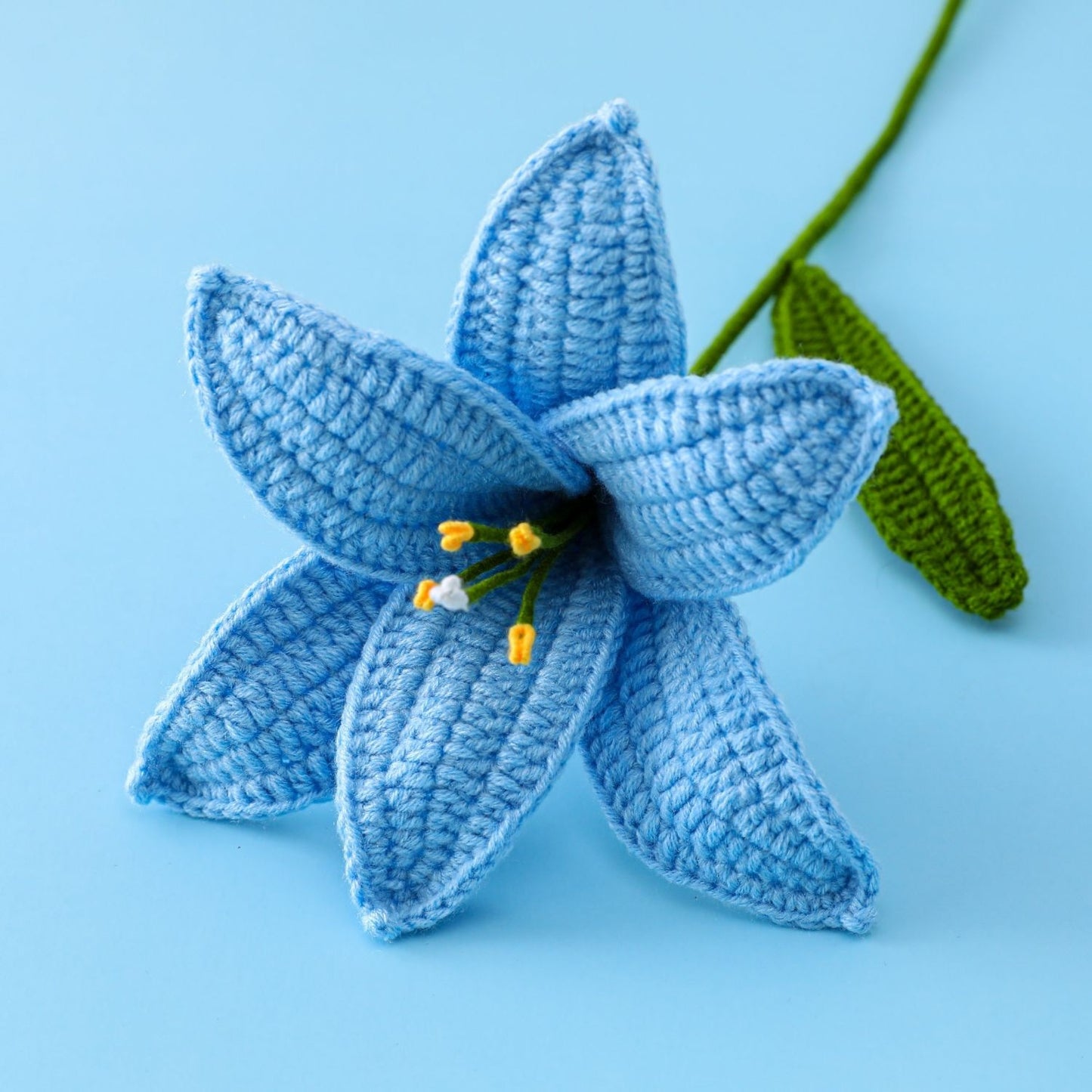 Knit Flower Lily Tulips Fake Flowers Bouquet Decoration Hand-woven Home Decorate Creative Knitting Flowers