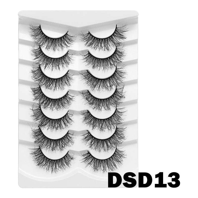 5/7/10Pairs Cat Eye Lash False Eyelashes Natural Faux Mink Eyelashes
