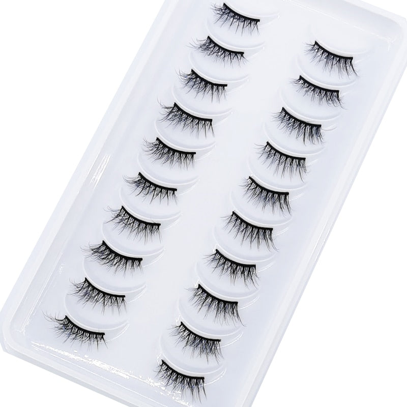 10 Pairs Crisscross Half Eye Lashes Natural False Eyelashes Handmade Faux 3D Mink Lashes Eyelash Extension
