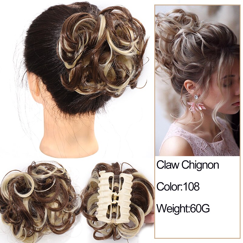 Synthetic Messy Chignon Scrunchies Natural Curly Hair Bun Pieces Fake False Hairpieces For Women Ponytail Extensions