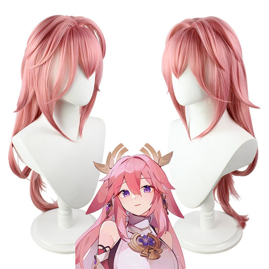 Genshin Impact Cosplay Pink Women Long Anti-warped Anime Cosplay Heat Resistant Synthetic Halloween Costume Party Wig