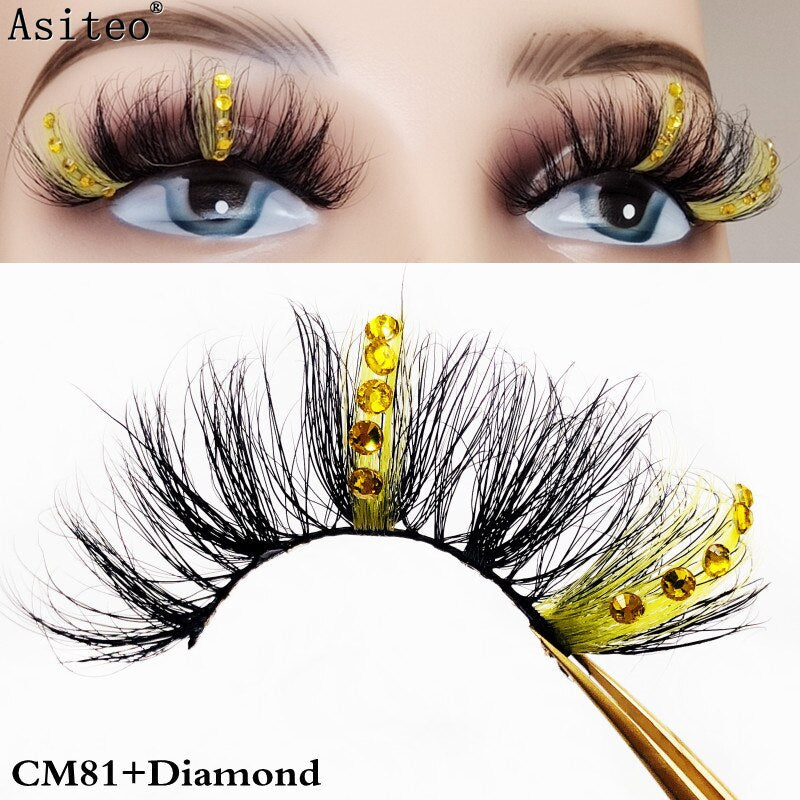 25mm Fluffy Diamond Ombre Colored Mink Lashes 5D Natural Volume Colorful Vegan Eyelashes Makeup
