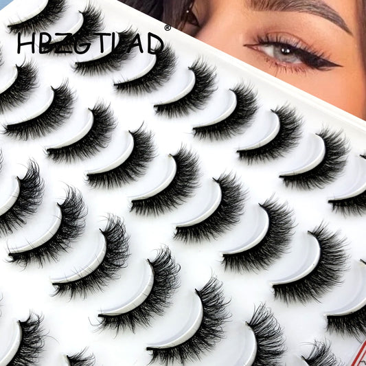 20 Pairs Fake Eyelashes Natural Cils Thick False Eyelashes Cross Eye Lashes Reusable Eyelash Curler
