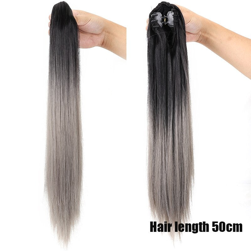 Synthetic Long Curly Claw Clip On Ponytail Hair Extensions Heat Resistant Jaw Clip Pony Tail Hairpiece For Women