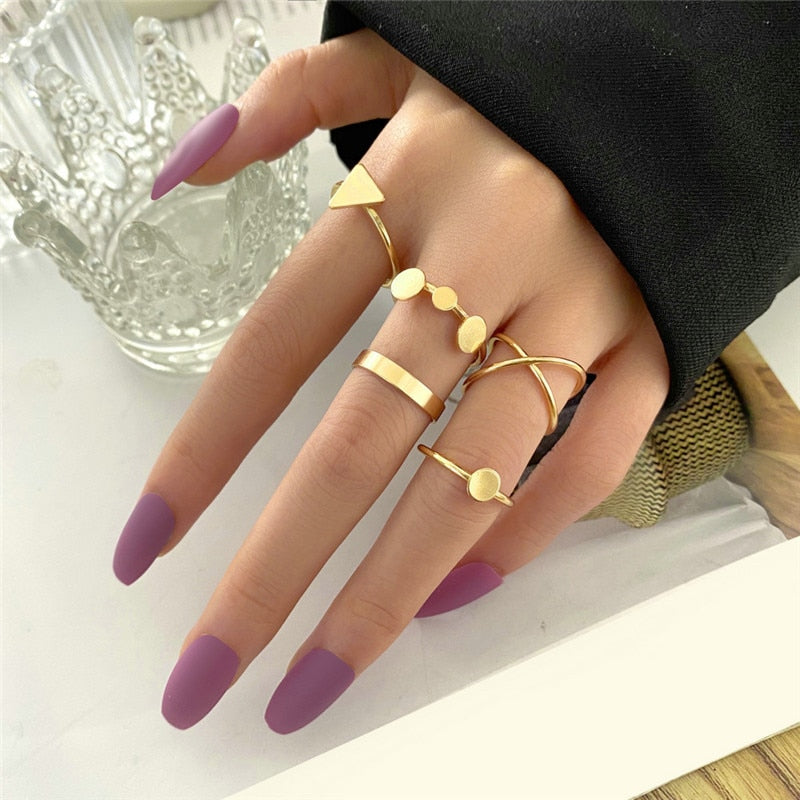 Vintage Bohemian Butterfly Gold Color Ring Sets Zircon Flower Leaf Open Rings for Women Simple Knuckle Accessories