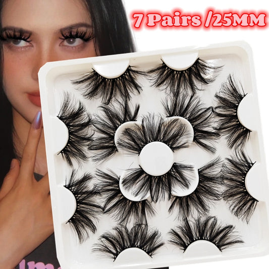 7 Pairs Faux Mink Eyelashes Long Lasting Fluffy Mink Lashes Dramatic Volume lashes Extension Thick Long