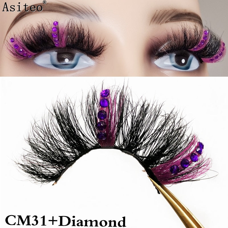25mm Fluffy Diamond Ombre Colored Mink Lashes 5D Natural Volume Colorful Vegan Eyelashes Makeup