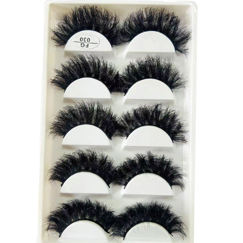 5 Pairs Handmade 3d mink lashes short False Eyelashes Dense Natural Long Messy Eye Lashes Reusable Stage False Eyelashes
