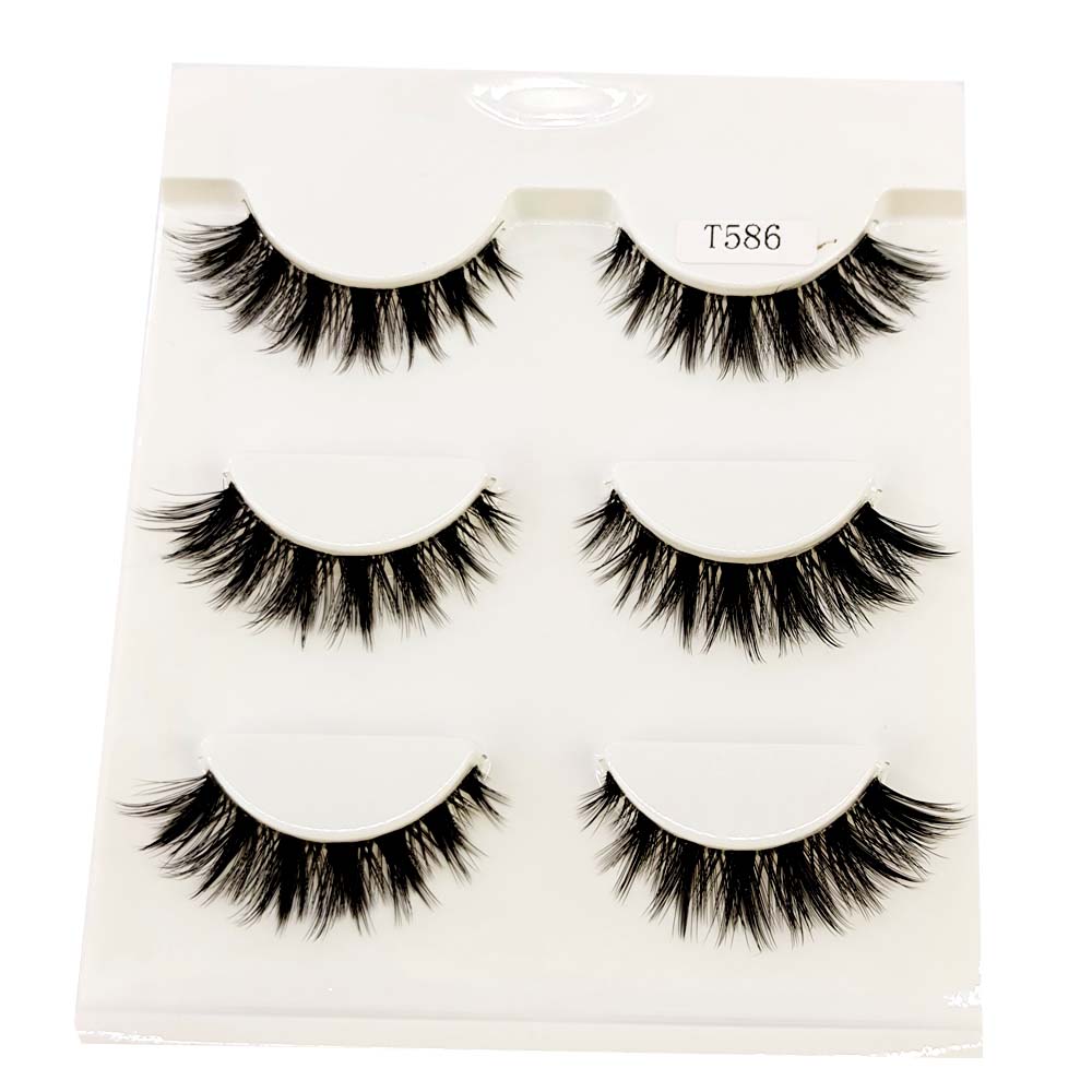 Transparent Terrier 3 Pairs 3D Mink EyeLashes False Lashes Thick EyeLash Lashes Natural Soft Fake EyeLashes
