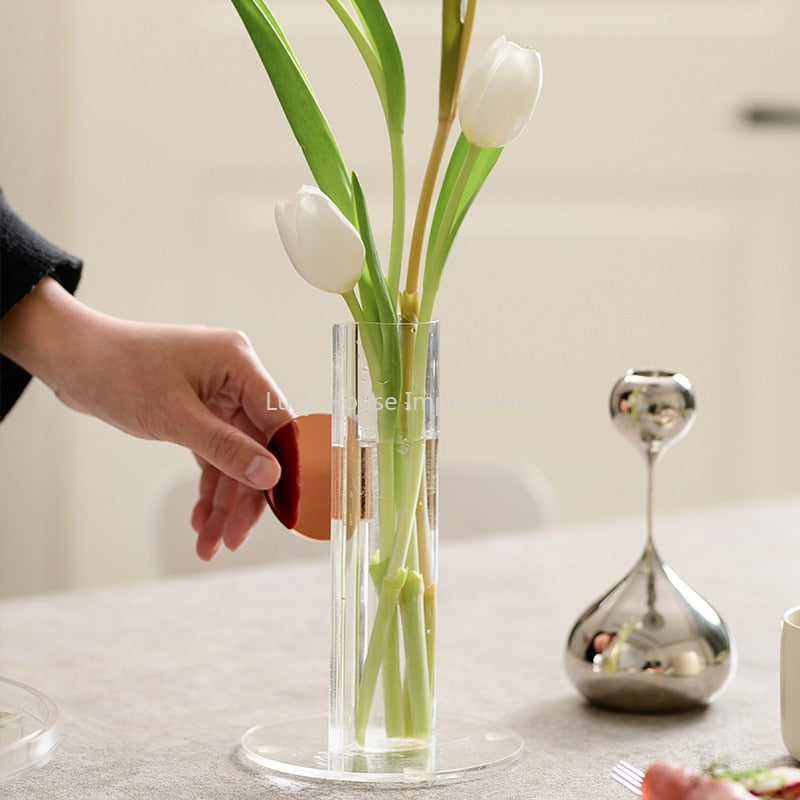 Rainbow Color Acrylic Vases Floral Container Decorative Home Office Decoration
