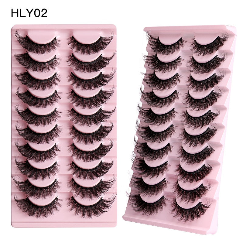 Cat Eye Lashes 10 Pairs Natural Fluffy Messy False Eyelashes Dramatic Tapered Foxy Faux Mink Lashes Cils