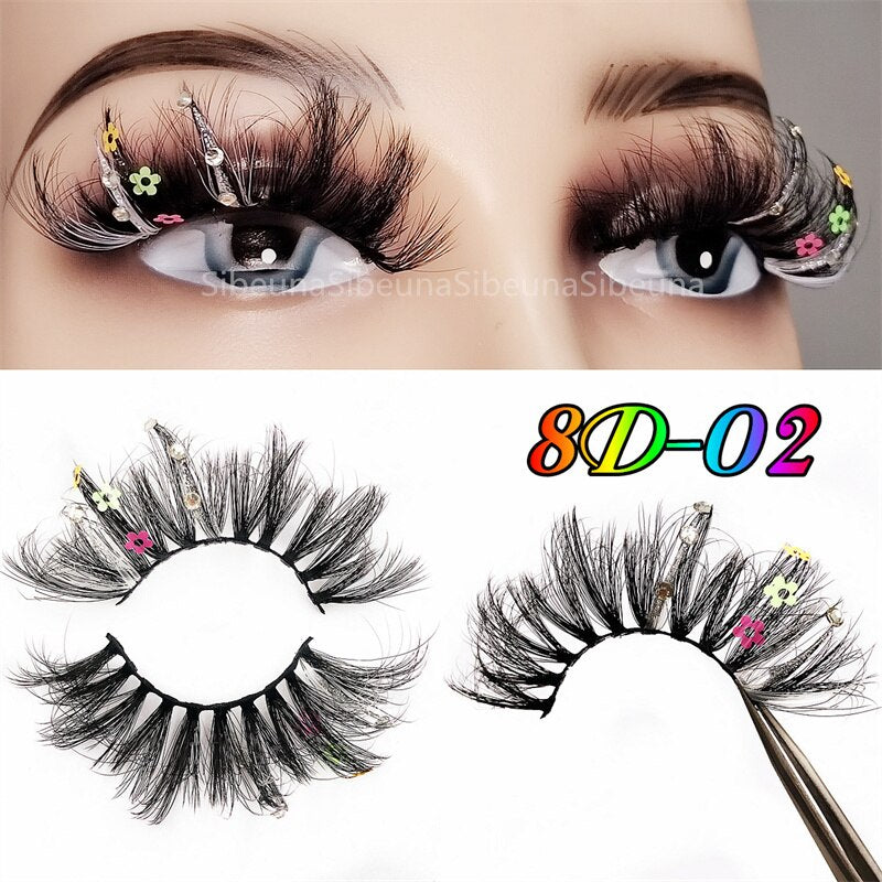 8D Diamond Glitter Lashes Faux Mink 25MM Fluffy Color Streaks Cosplay Eyelashes