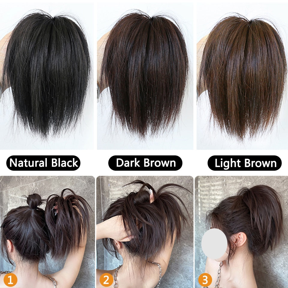 Synthetic Hair Bun Extensions Messy Straight Hair Band Elastic Chignon Scrunchy Wrap Updo False Hair Pieces For Women Hair