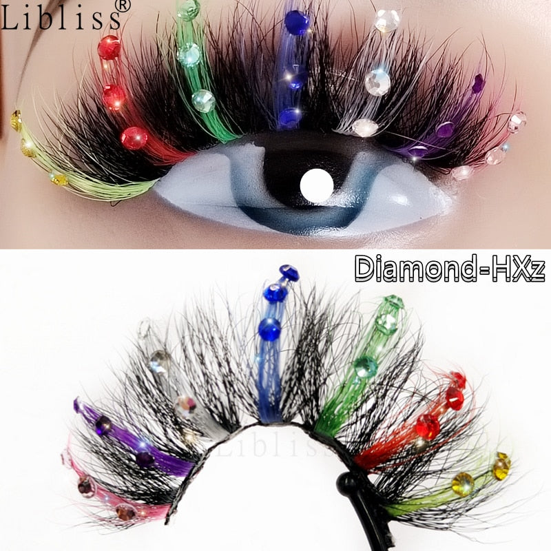 Natural/Long Glitter Shimmery Butterfly Eyelashes 25mm HandMade Full Strip Faux Mink Lashes With Butterflies