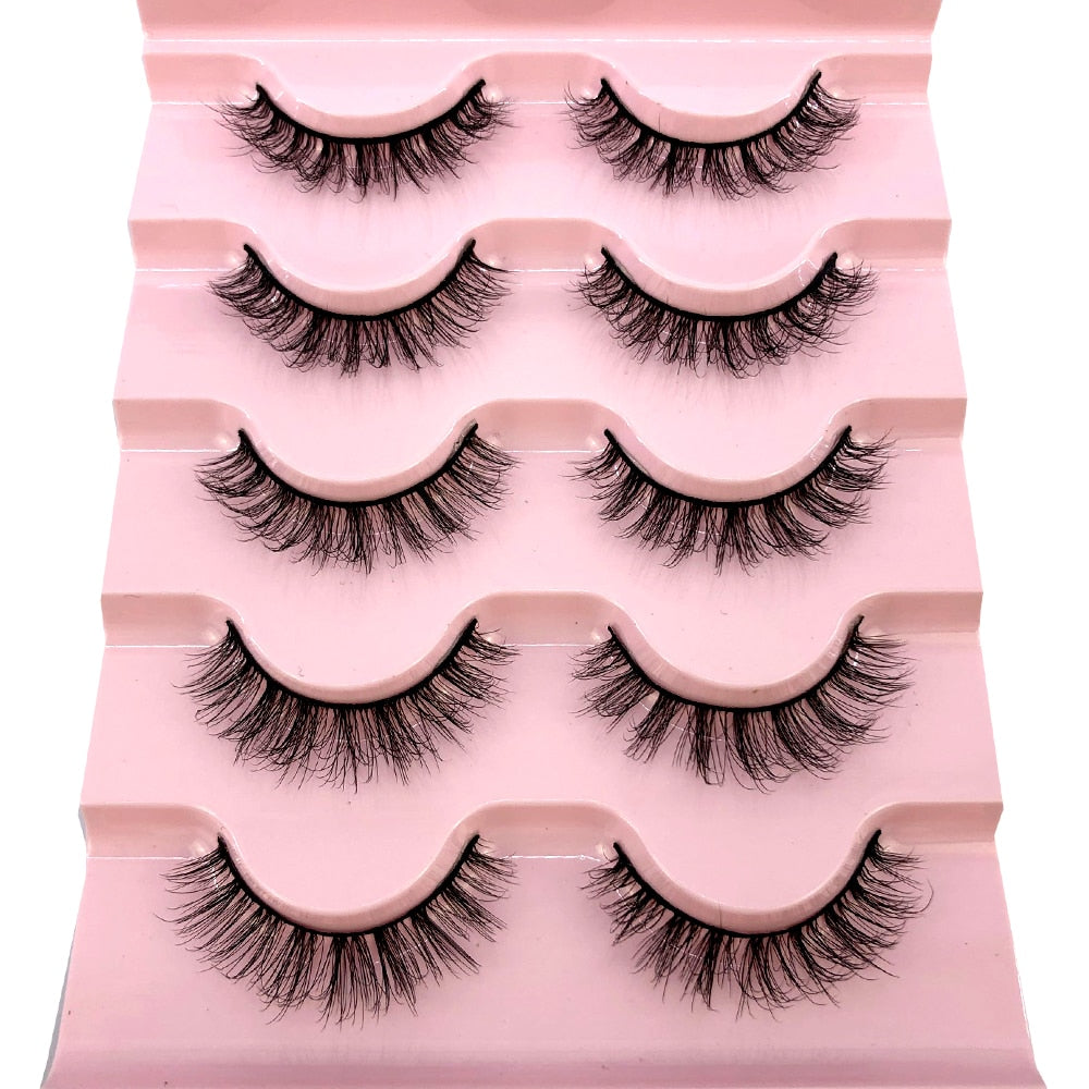 5 pairs natural fluffy 3D mink false eyelashes fake lashes Mink Lashes extension eye lashes short eyelashes