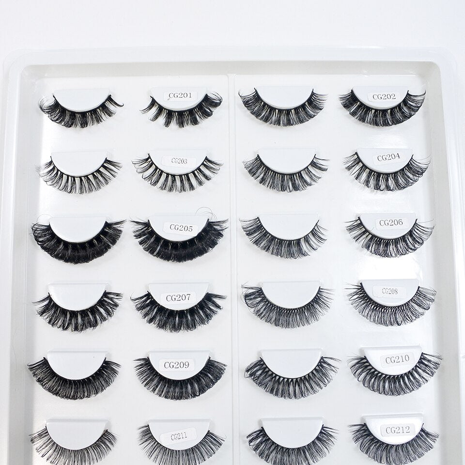 Classic Hybrid Volume Lashes Wispy D Curl Short Russian Strip Lashes False Eyelashes