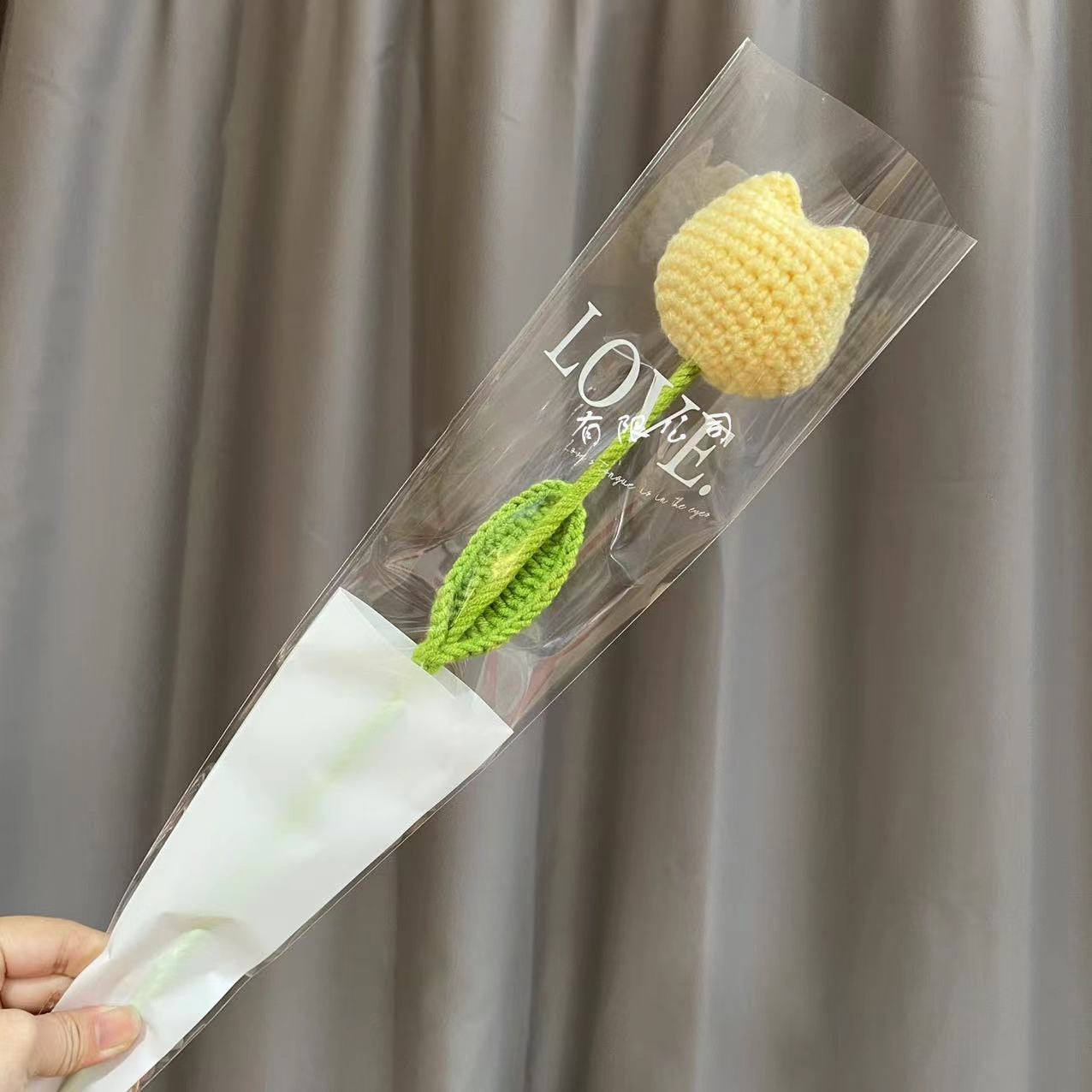 10pcs Hand-knitted Yarn Crochet Sunflower Bouquet Handmade Daisy Tulip Rose Decorative Home Creative Decorate