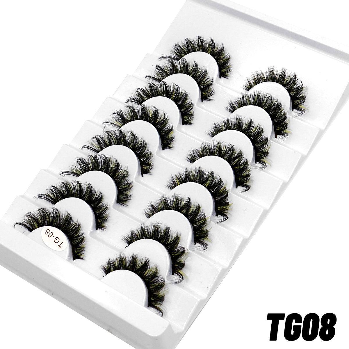 5/8pairs Colored Eyelashes Wispy Mink Lashes Natural Fluffy Cat Eye Lashes Strip 5D False Eyelashes Extension