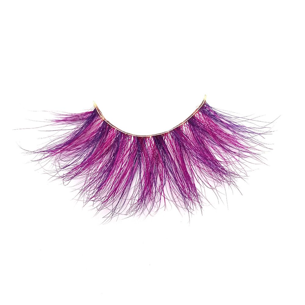 1 Pair Red Blue Purple Pink Mix 3D Mink Colored Eyelashes Ombre Vegan Strip Lashes Natural Dramatic Fluffy Colourful