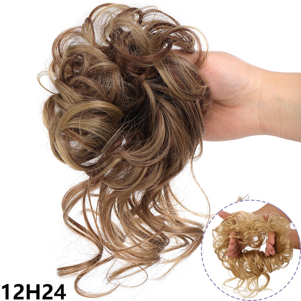 Synthetic Hair Bun Messy Scrunchies Hairpiece Accessories Claw Clip Chignon Curly Fake Hair Elastic Hair Band for Women