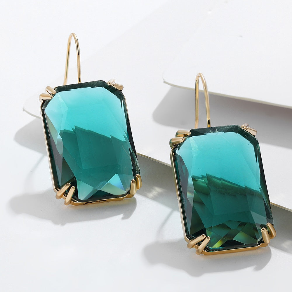 Transparent Resin Pendant Hanging Earring Bohemia Trendy Geometric Square Acrylic Drop Dangle Earrings Jewelry