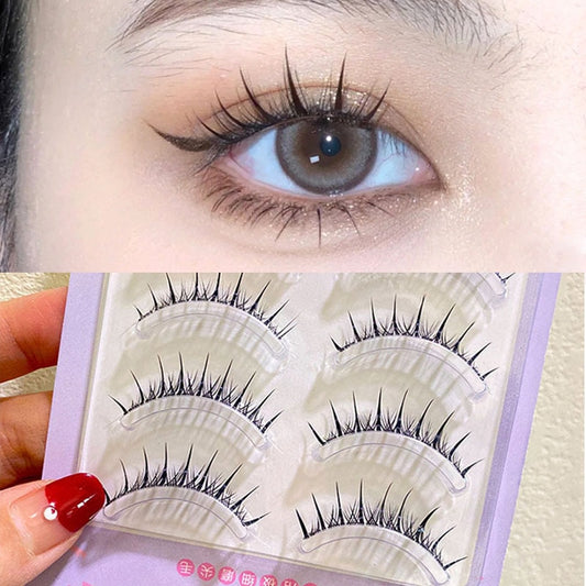 5 Pairs Natural  False Eyelashes Cos Japanese Eyelashes Handmade Transparent Terrier Thick Curling Eyelash