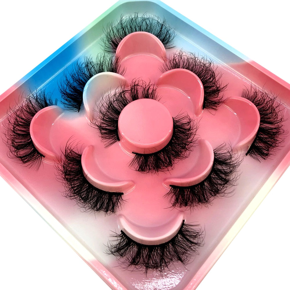 5 Pairs 3D Mink Lashes Natural Mink False Eyelashes Dramatic Volume Fake Eyelash Extension Faux Cils