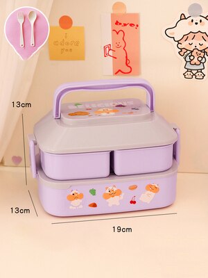 Kawaii Portable Lunch Box Girls School Kids Plastic Picnic Bento Box Microwave Food Box with Compartment Storage Container