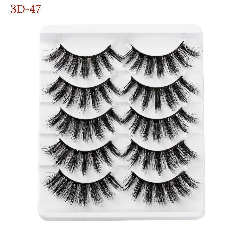5 Pairs 3D Faux Mink Hair False Eyelashes Wispies Fluffies Drama Natural Long Soft Handmade Cruelty-free Black Lashes