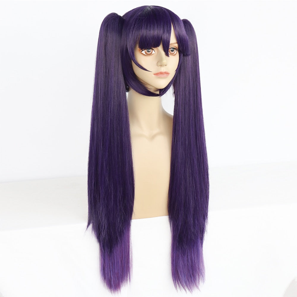 Game Genshin Impact - Hutao Cosplay Wig Purple Long Straight Hair Halloween Party Heat Resistant Synthetic Cosplay Wig