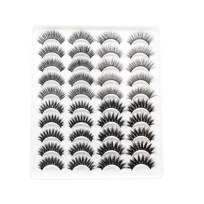 20 Pairs Mink Fluffy Lashes Eyelash Extension Natural False Eyelashes Dramatic Volume Lashes Reusable Lashes