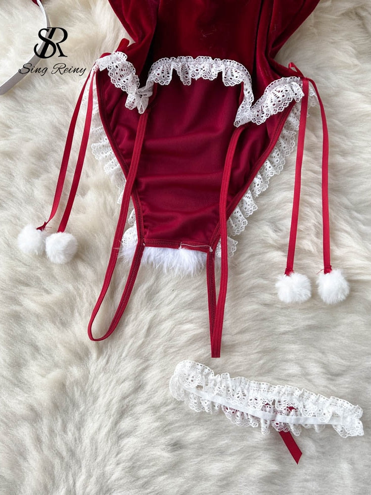Velvet Sexy Slim Rompers Women Fashion Sleeveless Sweet Short Playsuits Ladies Cosplay Y2K Backless Bodysuits