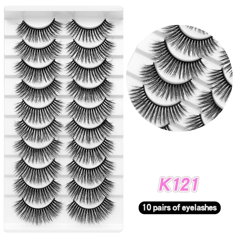 10Pairs Eyelashes Natural Long False Eyelashes Bulk Extension Individual Mink Lashes