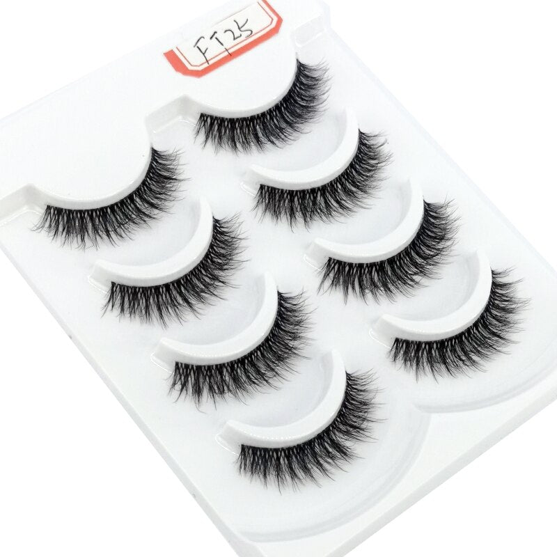 4/7 Pairs 3D Mink Lashes Natural Long Full Strip Lashes Transparent Short Mink EyeLashes Style False Eyelashes