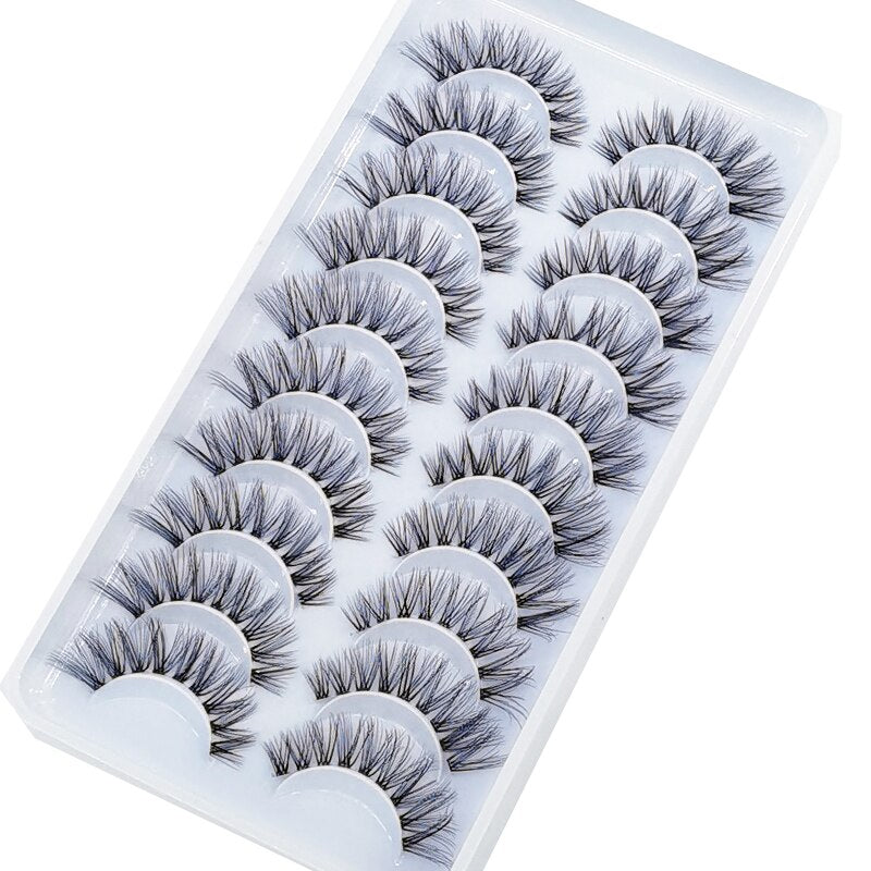 Invisible band Lashes 10 Pairs 3D Faux Mink Lashes Natural short Transparent Terrier Lashes Clear Band Soft Eyelashes Extension