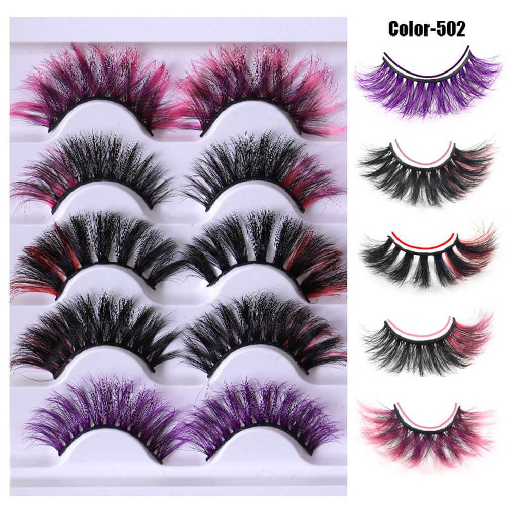 1/5Pairs Eye Lashes Cruelty Free Silk Lace Colored Eyelashes Dramatic Purple/pink/blue Cilias ombre blue eyelashes