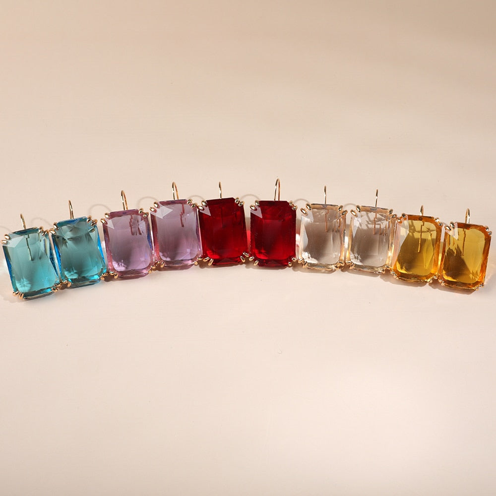 Transparent Resin Pendant Hanging Earring Bohemia Trendy Geometric Square Acrylic Drop Dangle Earrings Jewelry