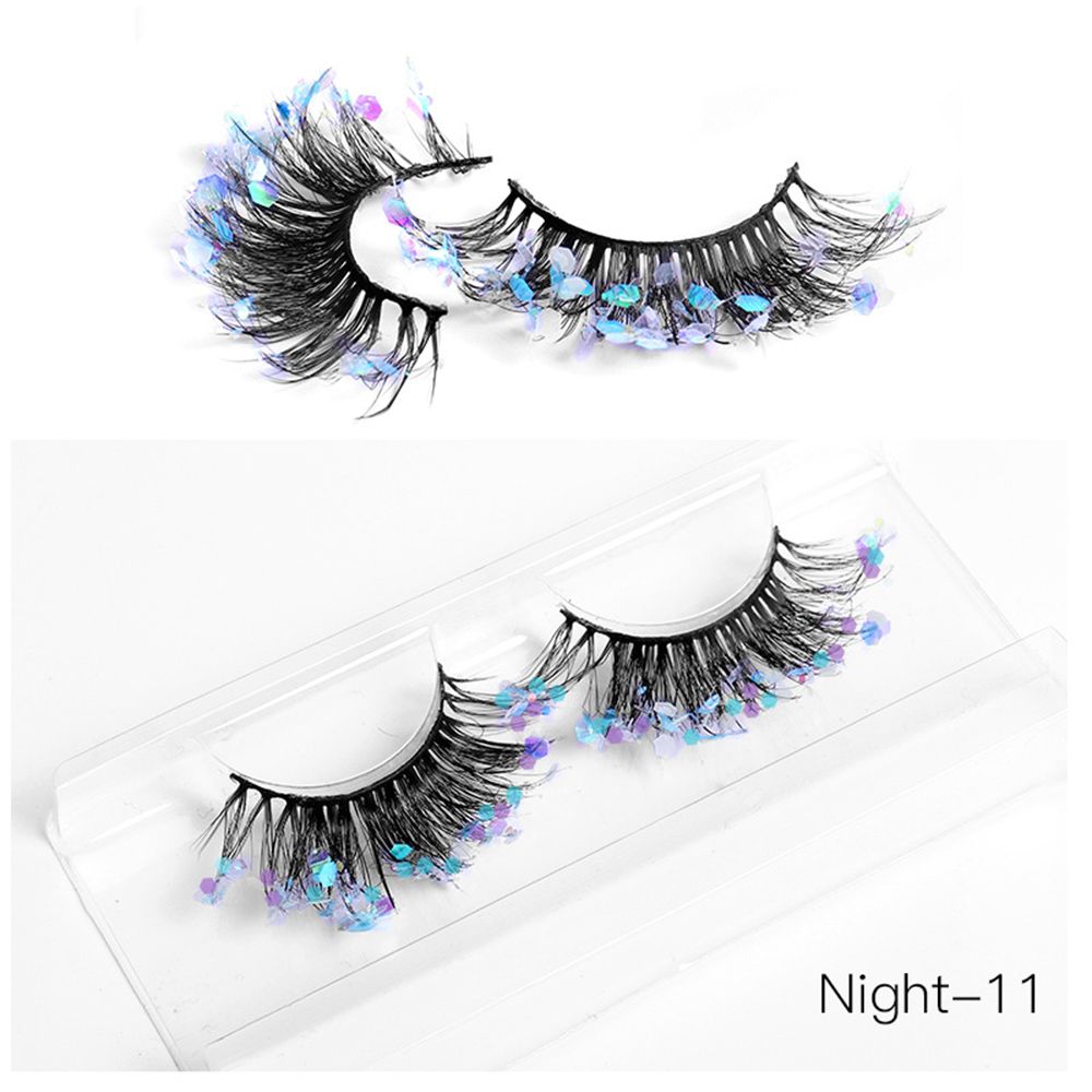 1Pair Colored Lashes Natural Long Butterfly Eyelashes Handmade Full Strip Faux Mink Lashes With Butterflies Luminous Eyelash
