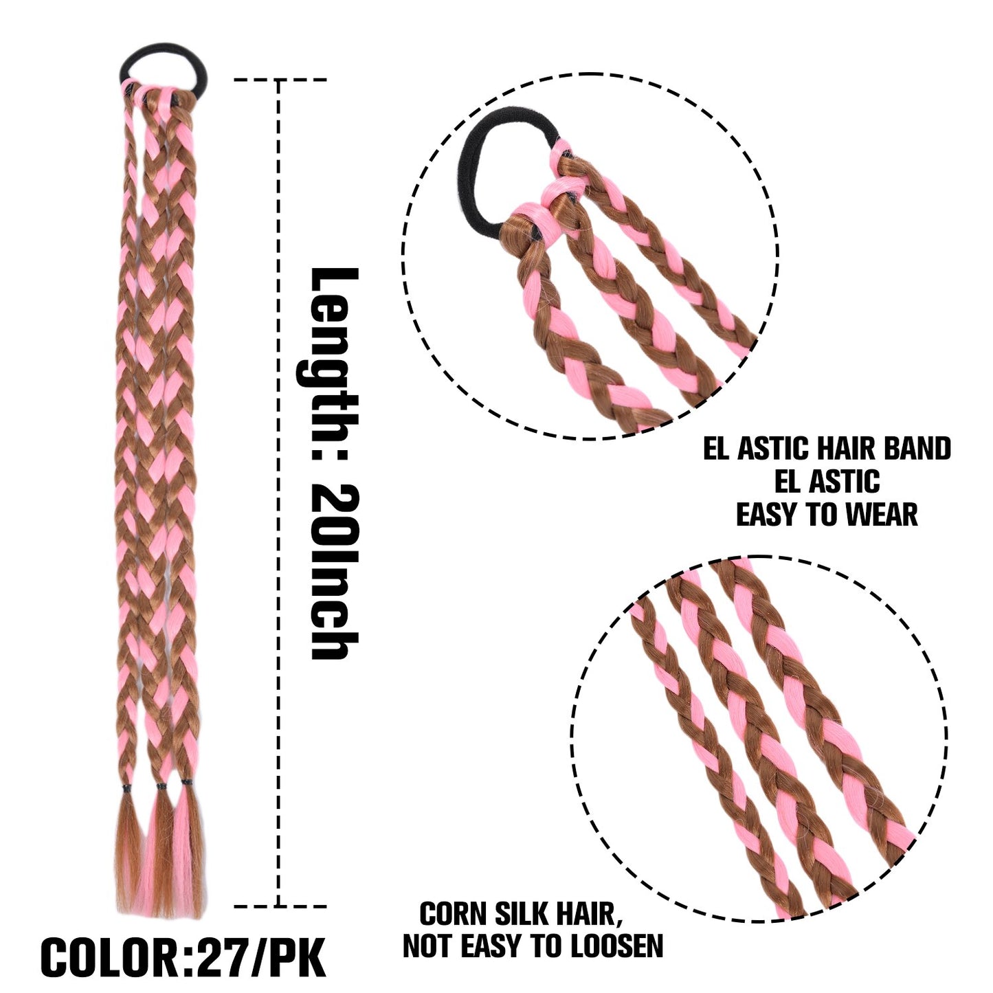 Synthetic Heat Resistant Braided Fishtail Fishbone Drawstring Ponytail Hairpiece Blonde Hair Extensions For Woman