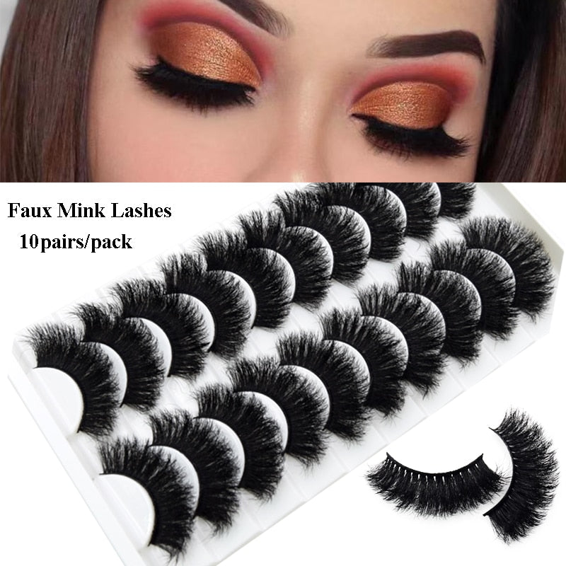 5paris/10pairs Faux Mink Eyelashes Make Up False Cils Hand Made Fake Eyelashes Wholesale Thick Eyelashes Extension