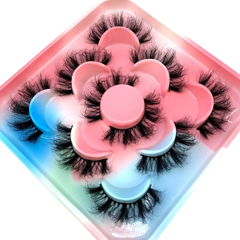 5 Pairs 3D Mink Lashes Natural Mink False Eyelashes Dramatic Volume Fake Eyelash Extension Faux Cils
