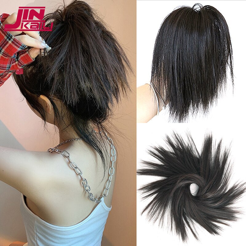 Synthetic Hair Bun Messy Scrunchies Hairpiece Accessories Claw Clip Chignon Curly Fake Hair Elastic Hair Band for Women