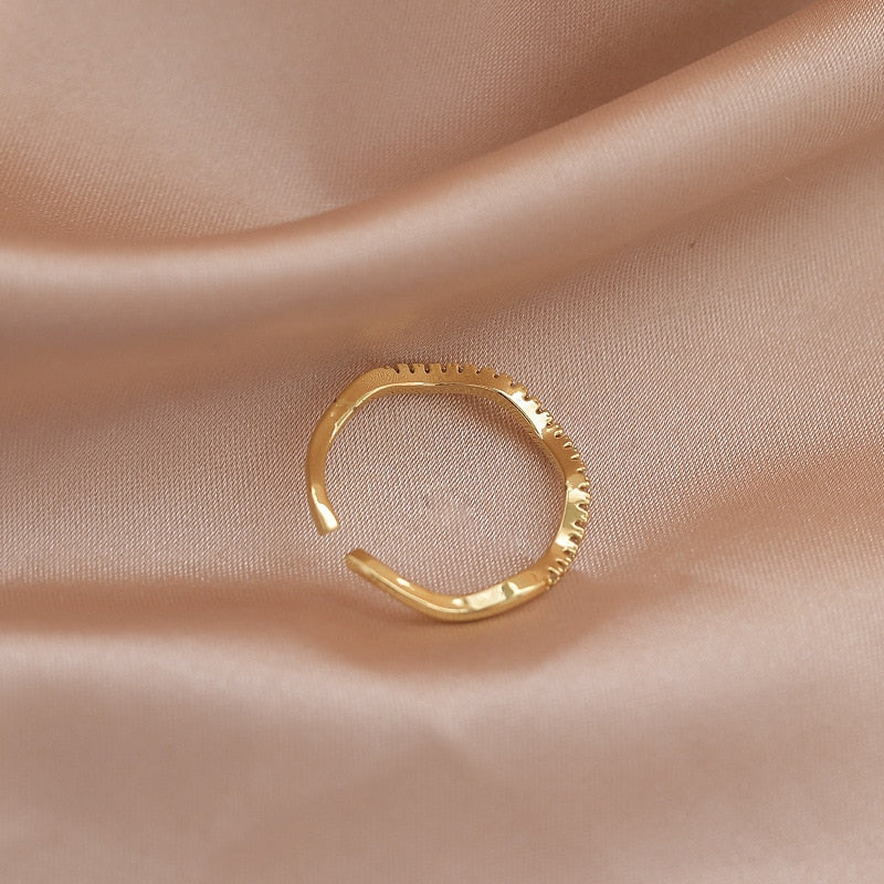 Luxury Gold Color Pearl Zircon Rings Vintage Sexy Open Joint Elegant