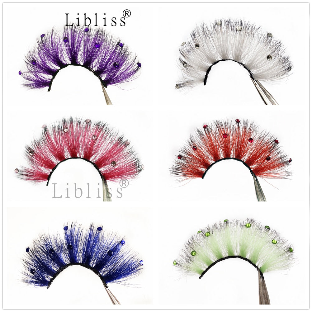 Natural/Long Glitter Shimmery Butterfly Eyelashes 25mm HandMade Full Strip Faux Mink Lashes With Butterflies