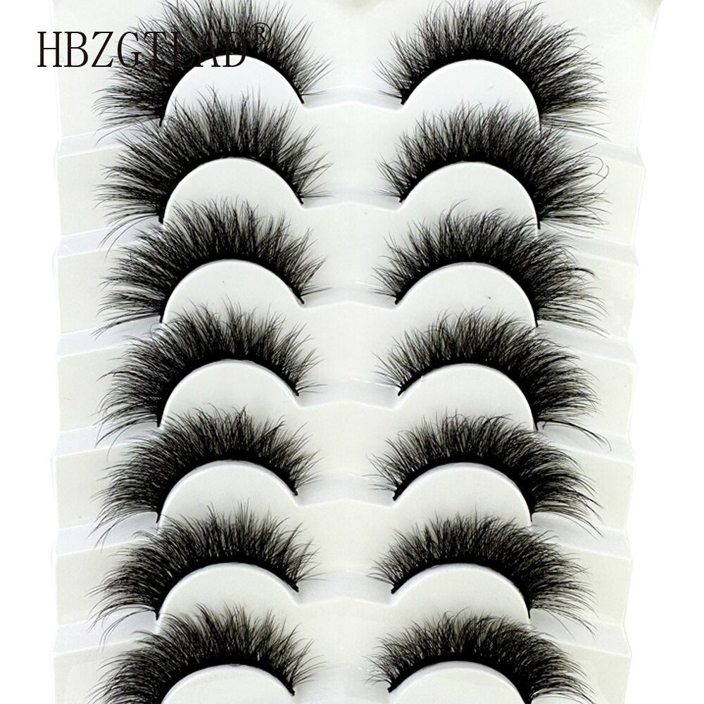 7Pairs Eyelashes 3D Mink Lashes Fluffy Soft Wispy Volume Natural long Cross False Eyelashes Eye Lashes Reusable