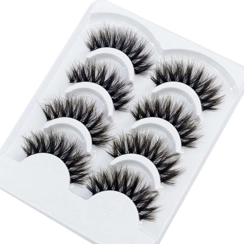 4 pairs 3D mink lashes natural long invisible thin band fake lashes curl transparent soft eyelashes