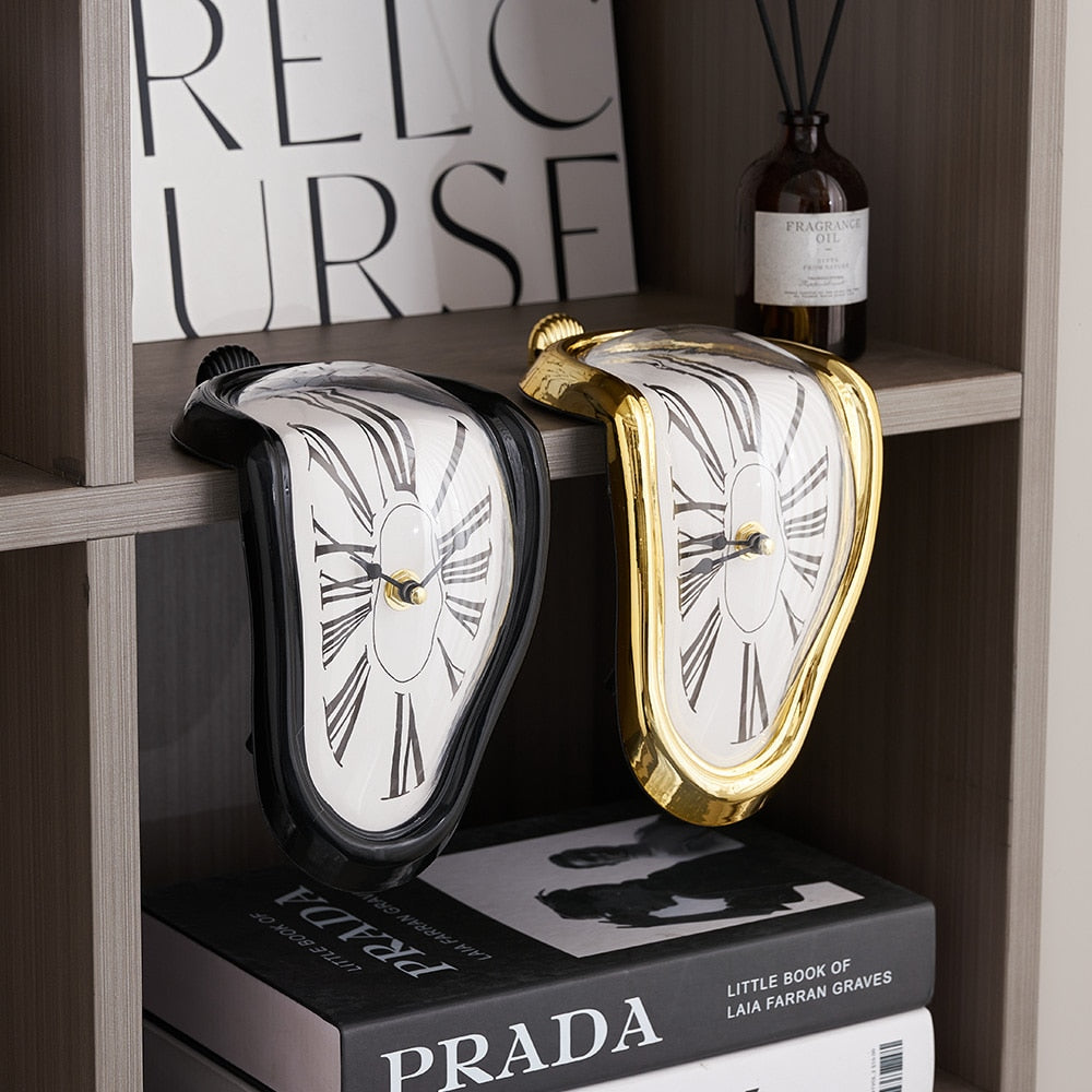 Twisted Clock Ornaments Creative Home Decor Desk Bookshelf Accessories Modern Living Room Decoration Figurines for Interior Gift