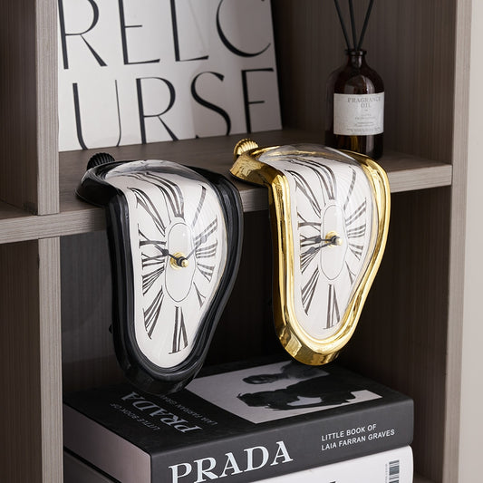 Twisted Clock Ornaments Creative Home Decor Desk Bookshelf Accessories Modern Living Room Decoration Figurines for Interior Gift